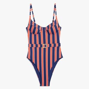 WeWoreWhat Danielle One Piece Navy Stripe NWT